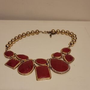 Elegant Red and Gold Statement Necklace